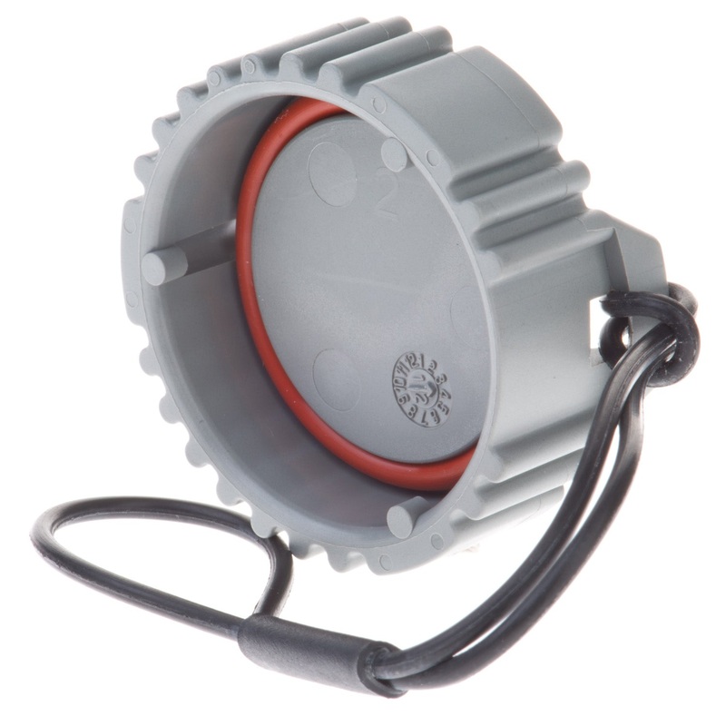 HDC16-9-JDL – HD10 Series – Dust Cap for 9 Cavity Receptacle – Nitrile Lanyard, Gray