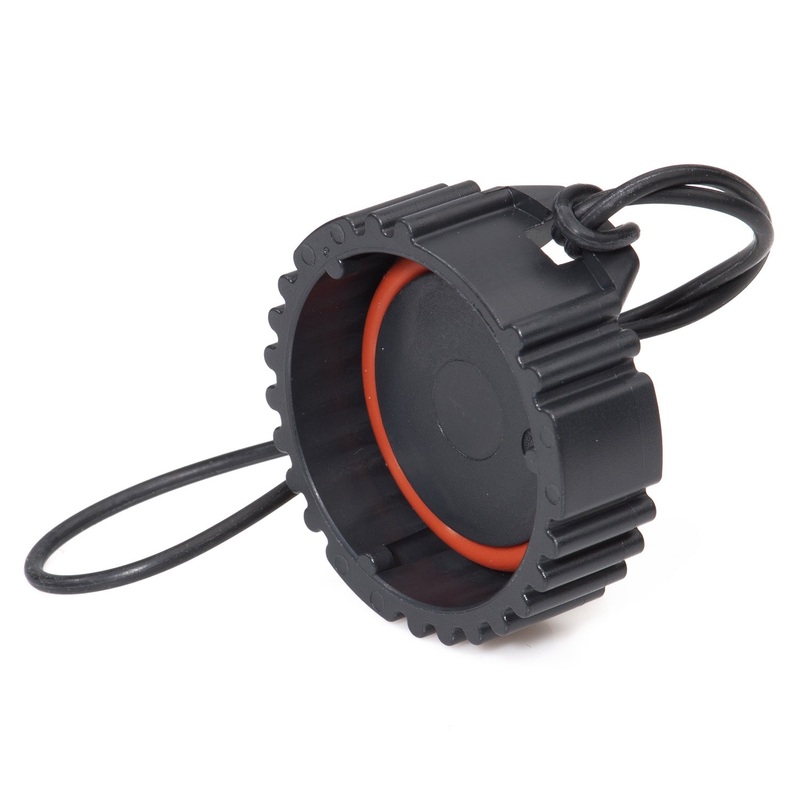 HDC9-JDL082397 – HD10 Series – Dust Cap for 9 Cavity Receptacle – Nitrile Lanyard, Black
