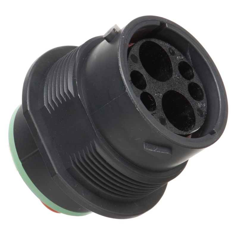 HDP24-18-6PN-C030 – HDP20 Series – 2 Pin Receptacle – 18 Shell, N Seal, Cavities 1,2,5,6 Blocked, Flange