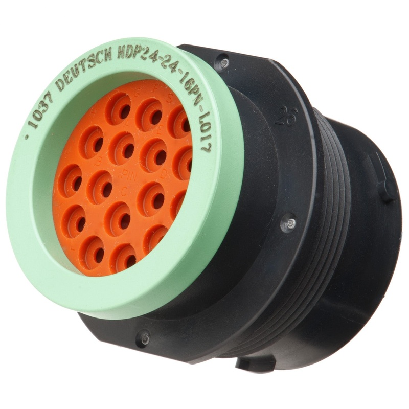 HDP24-24-16PN-L017 – HDP20 Series – 16 Pin Receptacle – 24 Shell, N Seal, Ring Adapter, Flange