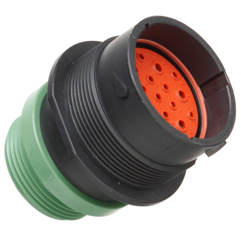 HDP24-24-19PN-L015 – HDP20 Series – 19 Pin Receptacle – 24 Shell, N Seal, Threaded Adapter, Flange