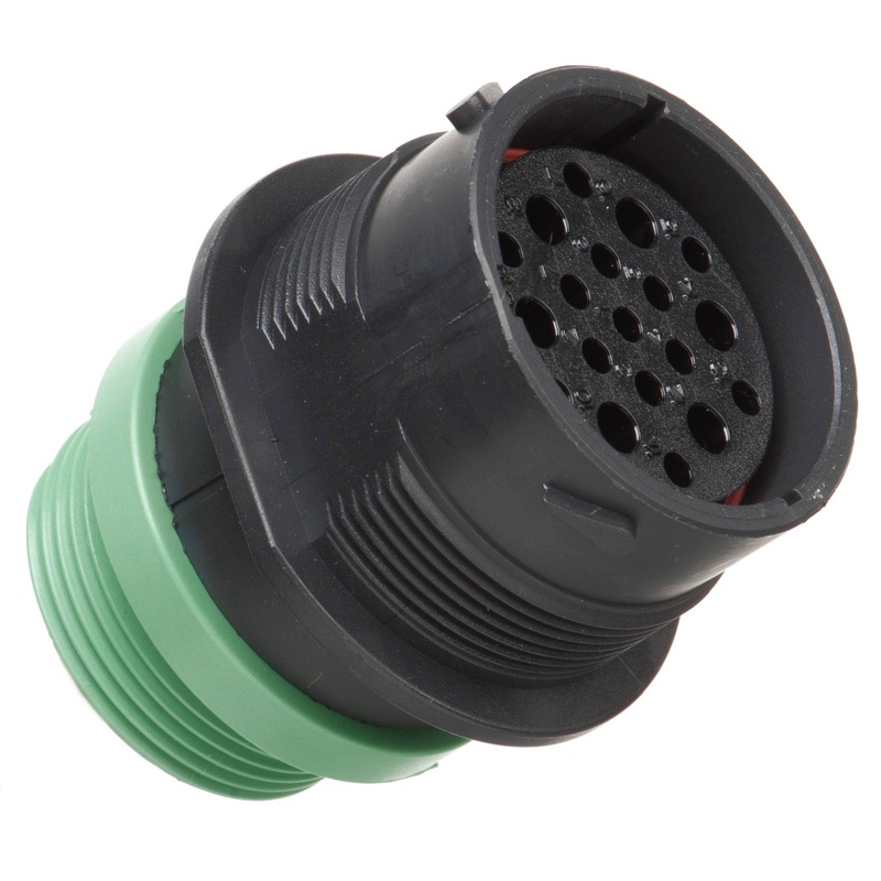 HDP24-24-19SN-L015 – HDP20 Series – 19 Socket Receptacle – 24 Shell, N Seal, Reverse, Threaded Adapter, Flange
