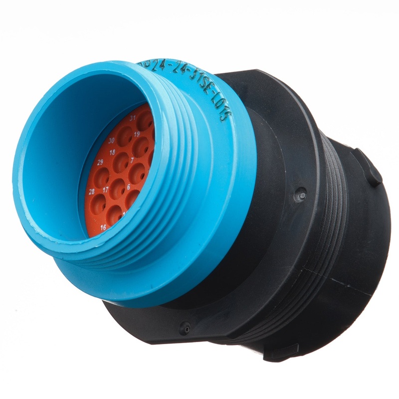 HDP24-24-31SE-L015 – HDP20 Series – 31 Socket Receptacle – 24 Shell, E Seal, Reverse, Threaded Adapter, Flange