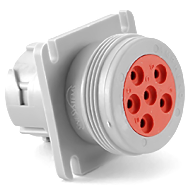 AHD10-6-12P-L – AHD Series – 6 Pin Receptacle – Flange, Gray