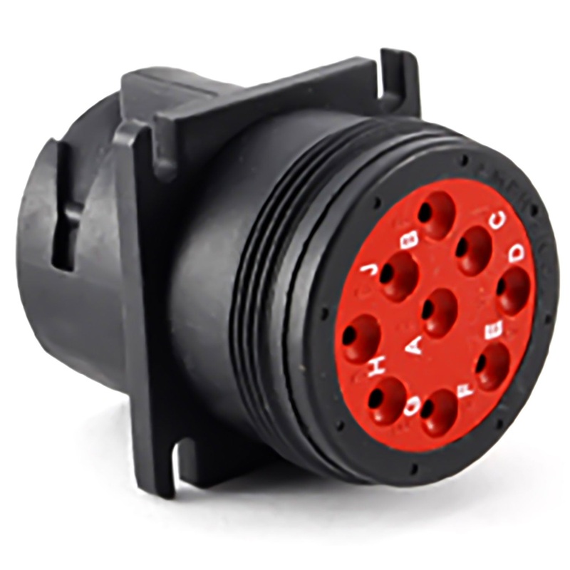 AHD10-9-1939P – AHD Series 9 Pin Receptacle – Flange, Black