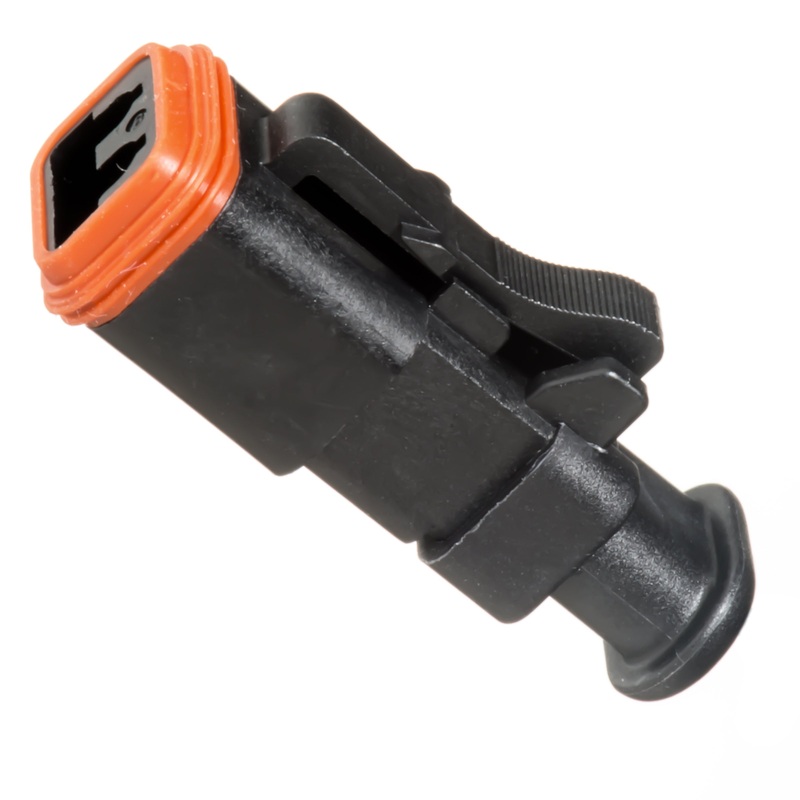AT06-2S-SR01BLK – AT/SR01 Series – 2 Socket Plug – Strain Relief W/Endcap, Standard Seal, Black