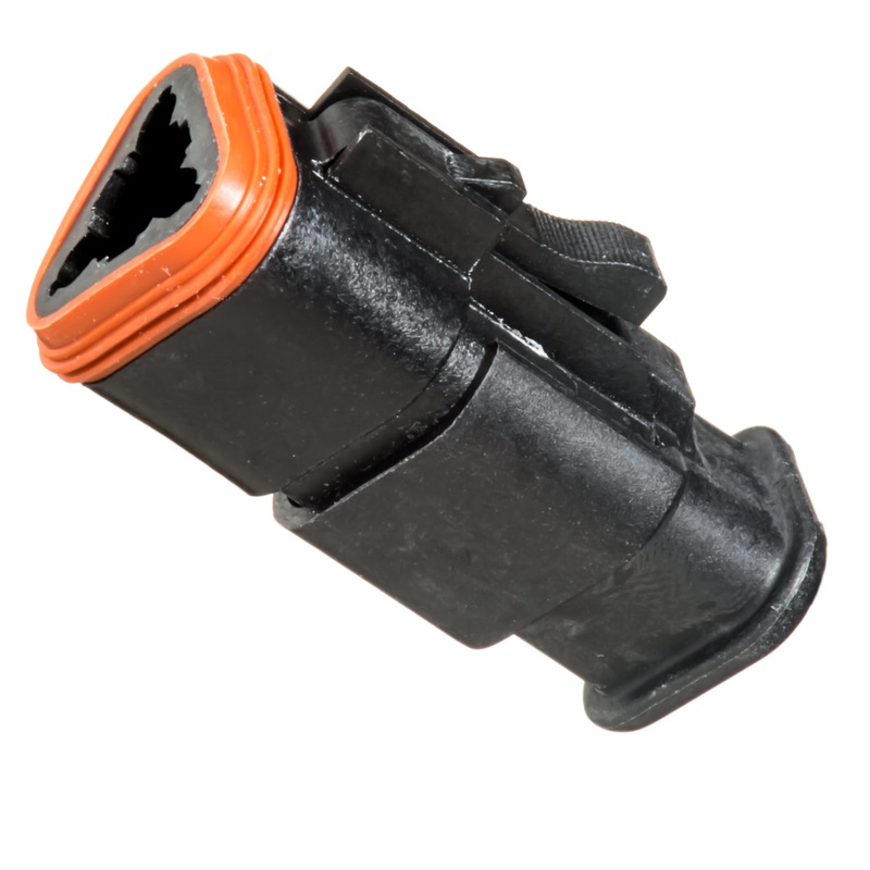 AT06-3S-SR01BLK – AT/SR01 Series – 3 Socket Plug – Strain Relief W/Endcap, Standard Seal, Black