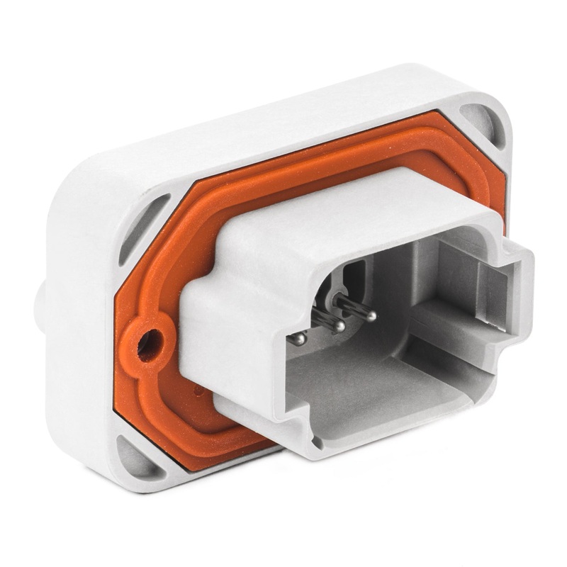 DT15-08PA – DT15 Series – 8 Pin Receptacle – A Key, Straight Molded Pins, PCB Mount, Gray