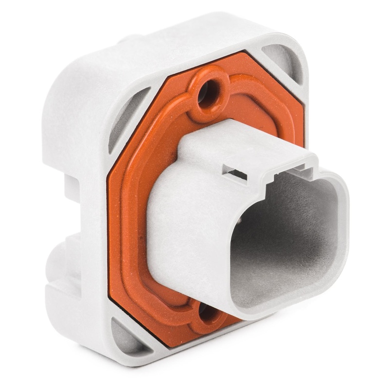DT15-4P – DT13 Series – 4 Pin Receptacle – Straight Molded Pins, PCB Mount, Gray