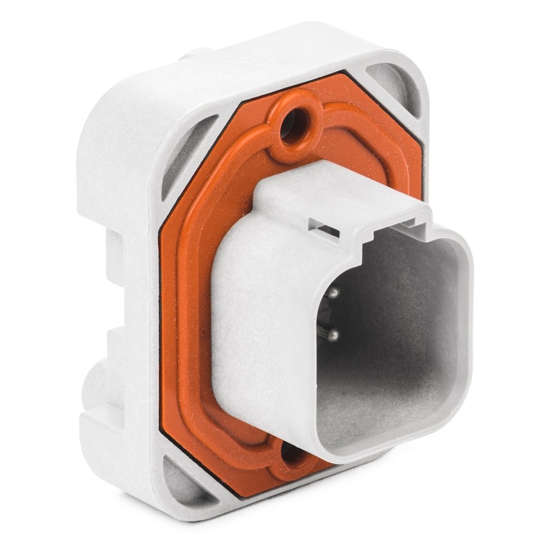DT15-6P – DT15 Series – 6 Pin Receptacle – Straight Molded Pins, PCB Mount, Gray
