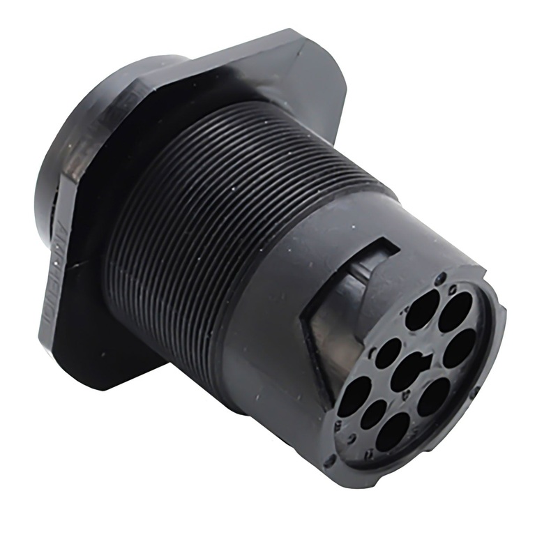 AHD17-9-1939PES – AHD Series – 9 Pin Receptacle – Jam Mount Diagnostic, Black