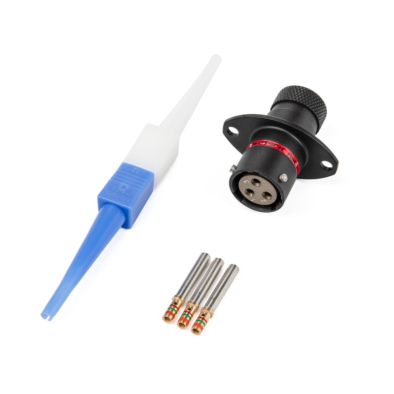 AS010-03SN – AS Series – Receptacle Kit, 3 Cavity, Size 16 Socket, 14-20 AWG, Flange, Red