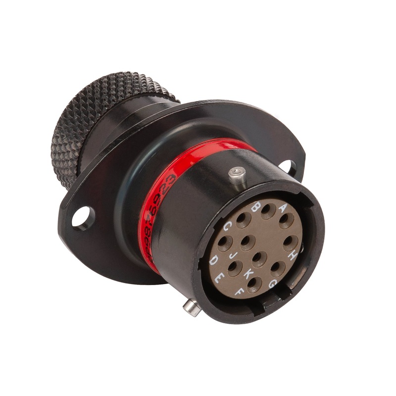 AS012-98SN – AS Series – Receptacle – Shell Size 12, 10 Cavity, Size 20 Sockets, 18-24 AWG, Flange, Red
