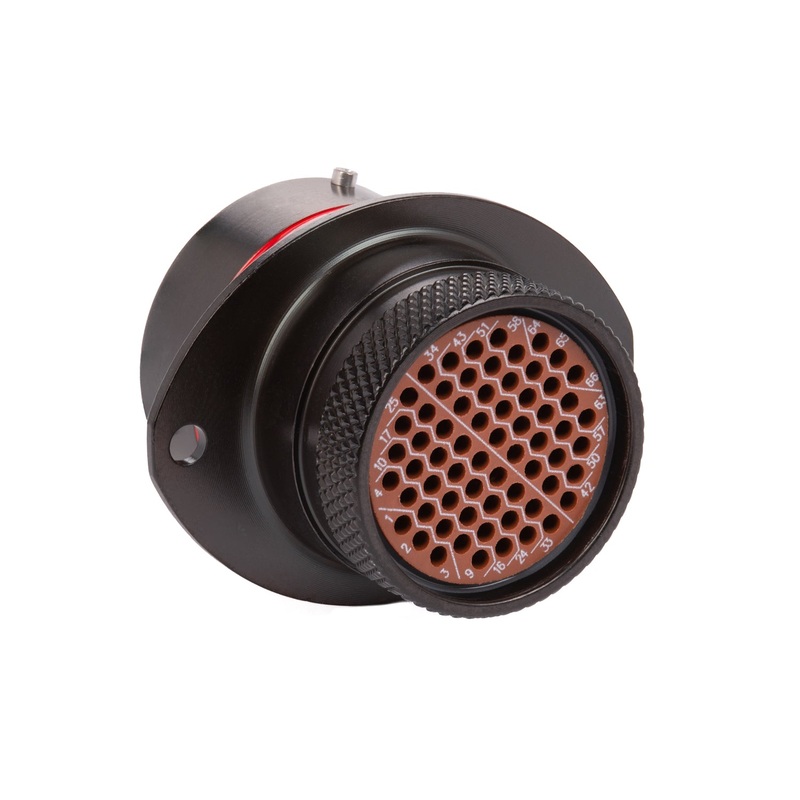 AS018-35SN – AS Series – Receptacle – Shell Size 18, 66 Cavity, Size 22 Sockets, 22-26 AWG,  Flange, Red