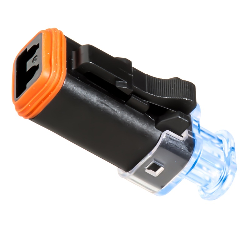 AT06-2S-LED2401 – AT Series – 2 Socket Plug – No Key, L.E.D.  24V, Clear Endcap, Black