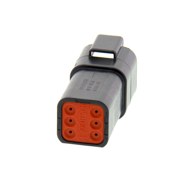 DT04-6P-CE02 – DT Series –  6 Pin Receptacle – Reduced Dia. Seal, Black