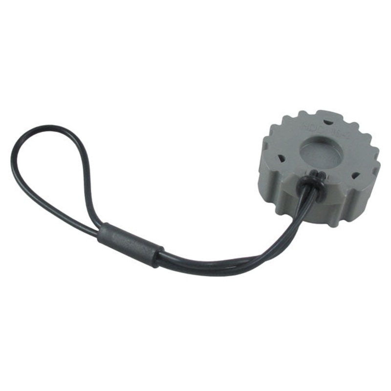 HDC16-3-JDL – HD10 Series – Dust Cap for 3 Cavity Receptacle – Nitrile Lanyard, Gray