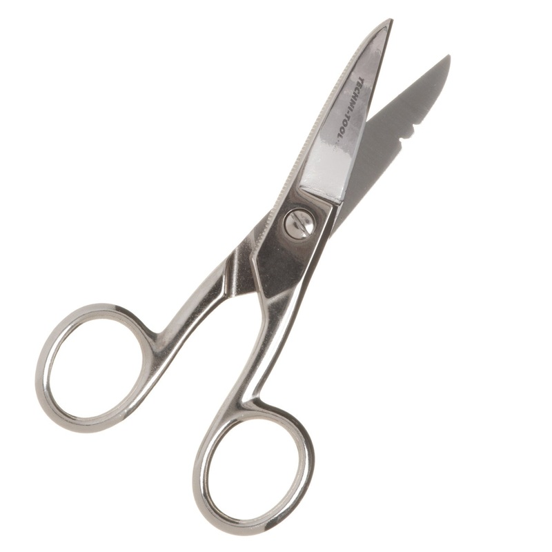 758SC050 – ELECTRICIANS SCISSORS/WIRE CUTTER/WIRE STRIPPER – NICKEL PLATED SOLID STEEL – DOUBLE STRIPPING NOTCH