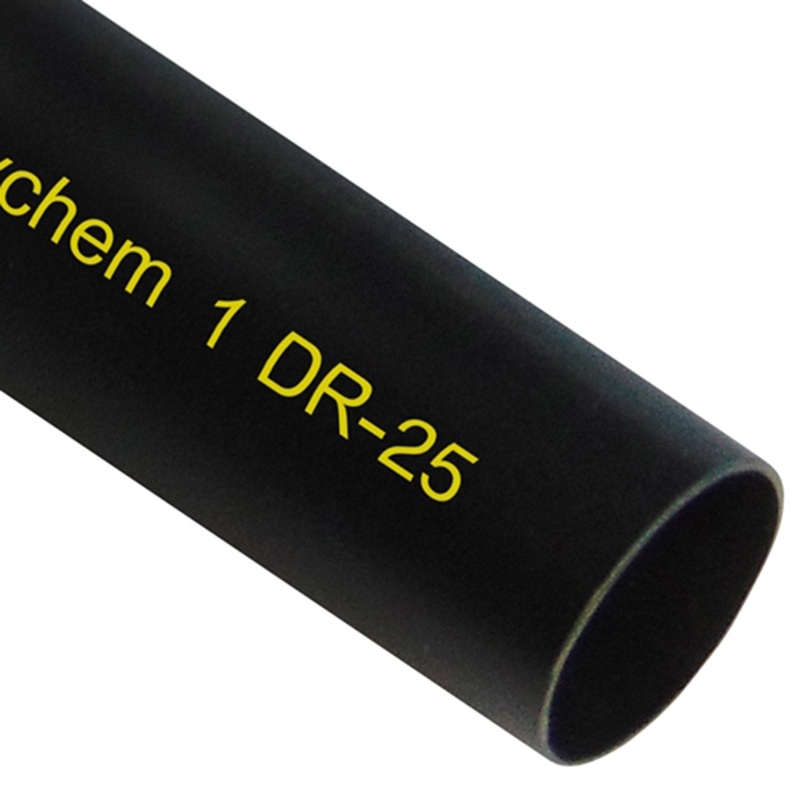 DR-25-1-0 – RAYCHEM DR25 HEATSHRINK TUBING – 1 – BLACK W/ YELLOW PRINT