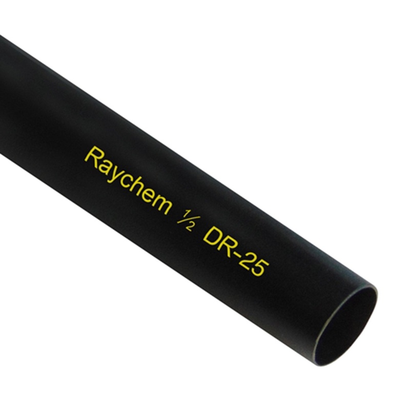 DR-25-1/2-0 – RAYCHEM DR25 HEATSHRINK TUBING – 1/2 – BLACK W/ YELLOW PRINT