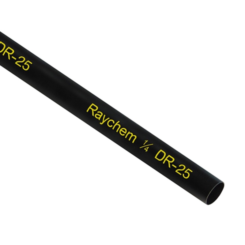 DR-25-1/4-0 – RAYCHEM DR25 HEATSHRINK TUBING – 1/4 – BLACK W/ YELLOW PRINT