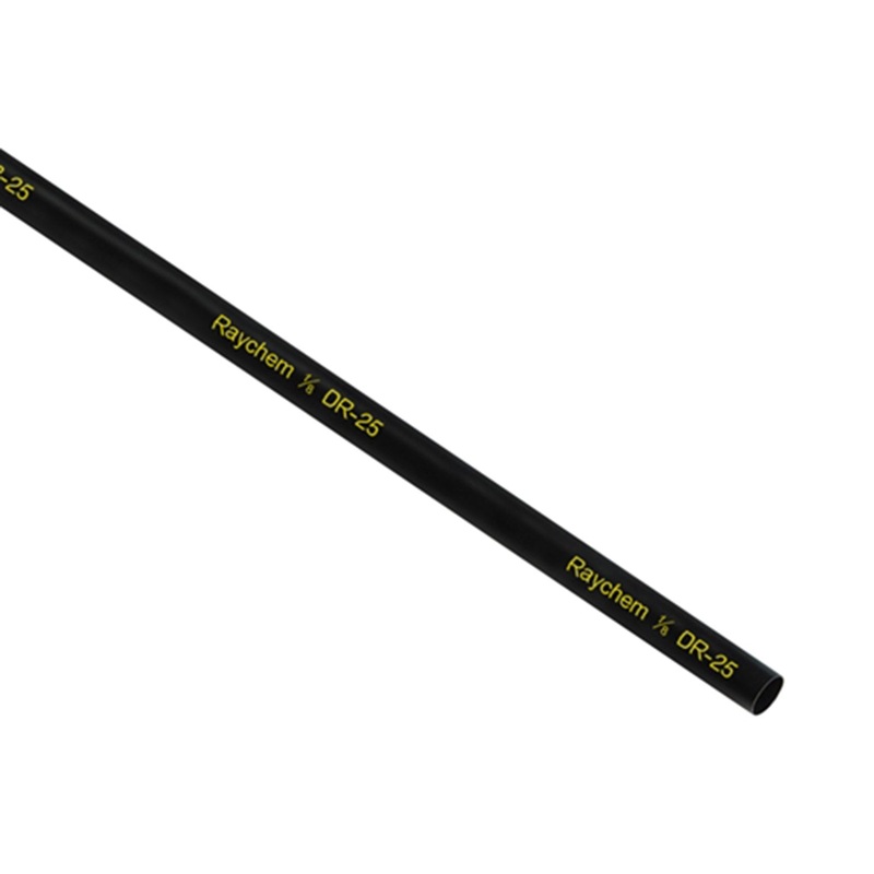 DR-25-1/8-0 – RAYCHEM DR25 HEATSHRINK TUBING – 1/8 – BLACK W/ YELLOW PRINT
