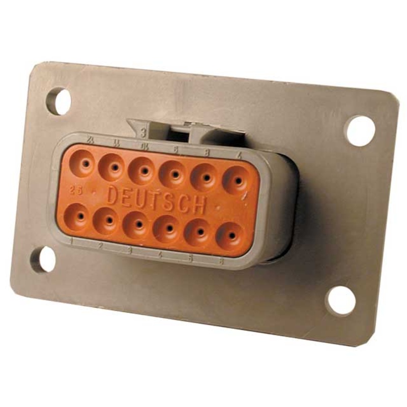 DTM04-12PA-L012 – DTM Series – 12 Pin Receptacle, Welded Flange, A Key, Gray
