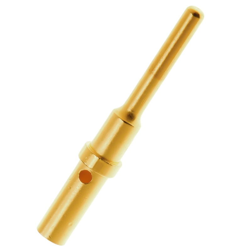 0460-202-1631 – Solid Pin – Size 16 – 16-20 AWG, 13 Amps, Gold Plated