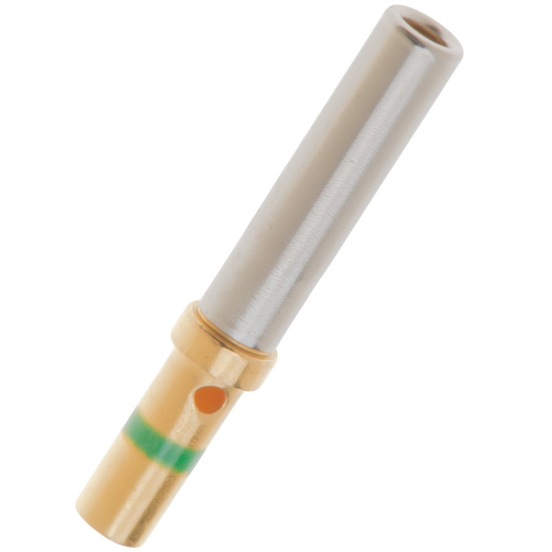 0462-209-1631 – Solid Socket – Size 16 – 14 AWG, 13 Amps, Green Stripe, Gold Plated