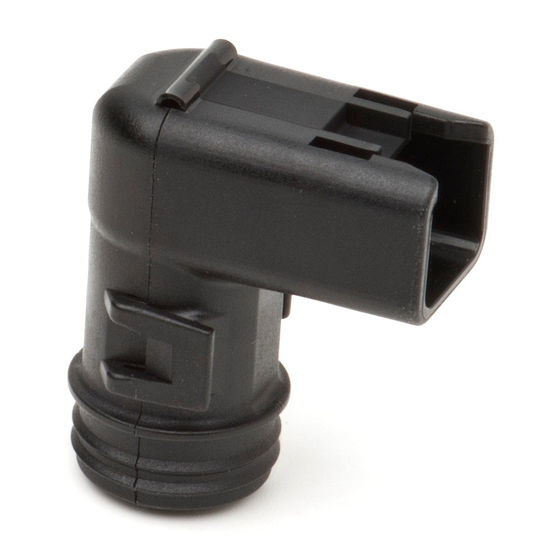 1011-256-0205 – DT Series – Backshell for 2 Cavity Plug – Right Angle w/ Internal Strain Relief, Black