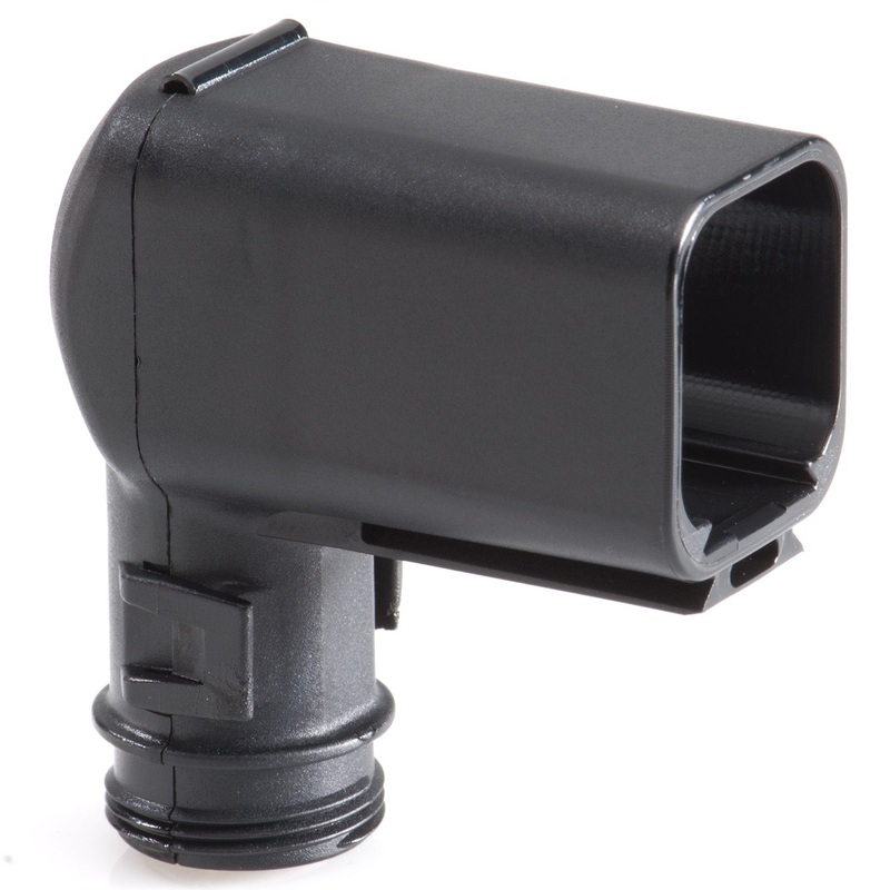 1011-270-0605 – DT Series – Backshell for 6 Cavity Receptacle – Right Angle w/ Internal Strain Relief, Black