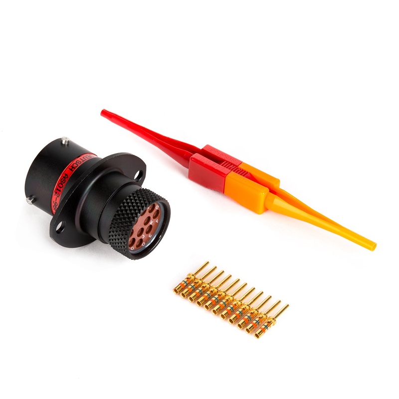 AS012-98PN – AS Series – Receptacle Kit – Shell Size 12, 10 Cavity, Size 20 Pins, 18-24 AWG, Flange, Red