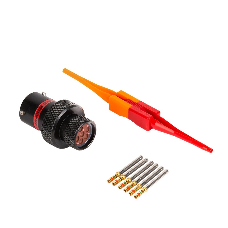 AS110-98SN – AS Series – Inline Receptacle Kit – Shell Size 10, 6 Cavity, Size 20 Sockets, 18-24 AWG, Red