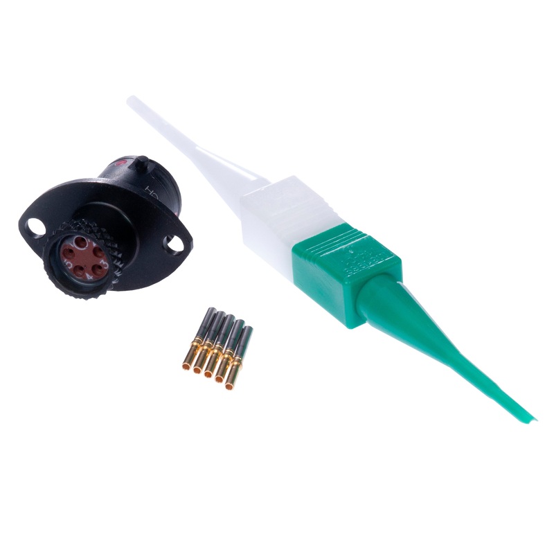 ASL006-05SN-HE – Autosport AS Microlite Series – 5 Pin Receptacle Kit – Flange Mount, Black/Red stripe