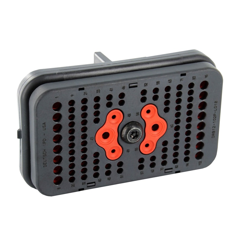 DRB12-102PAE-L018 – DRB Series – 102 Pin Receptacle – Wire Router, Flange, E Seal, A Key, Black