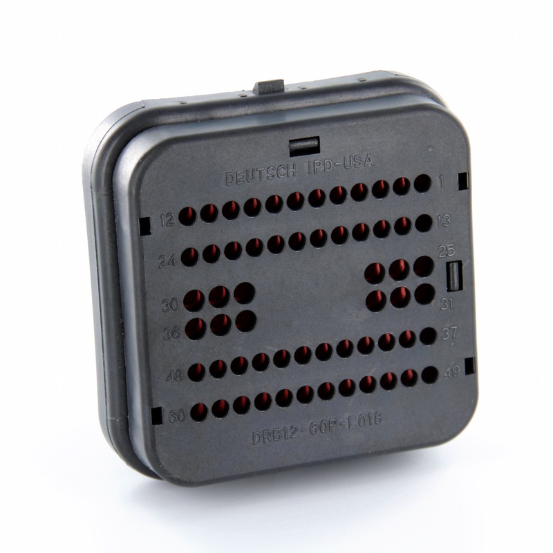 DRB12-60PAE-L018  – DRB Series – 60 Pin Receptacle – Wire Router, Flange, E Seal, A Key, Black