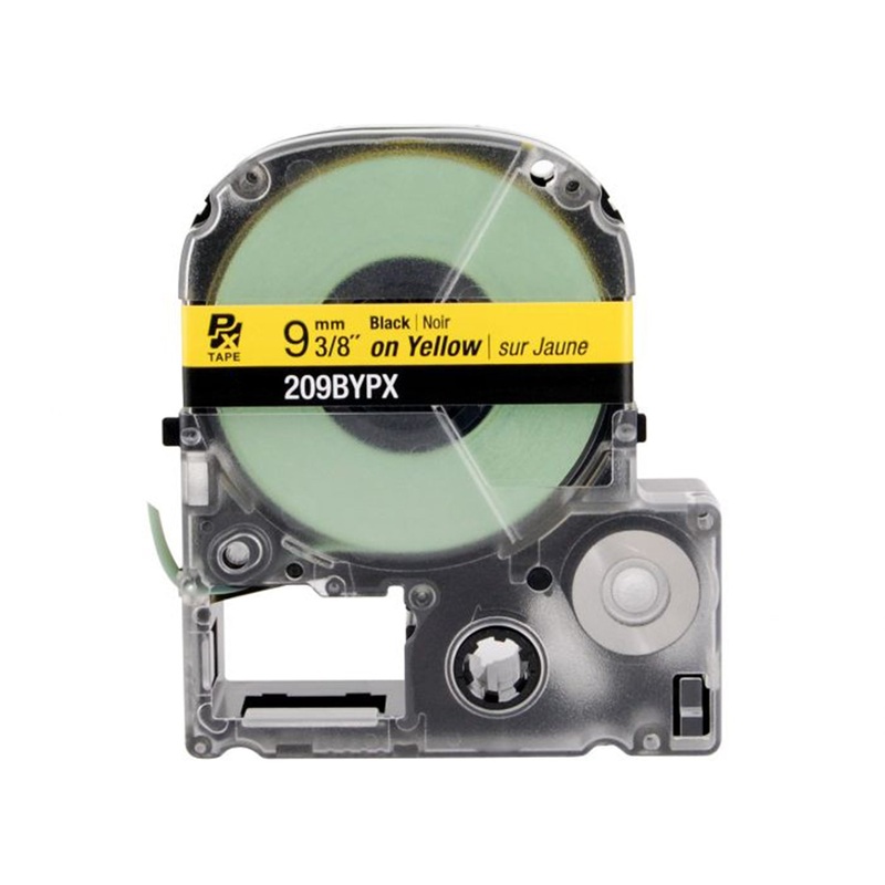 209BYPX – Epson Industrial PET Tape – 9MM – 3/8 X 30′ – Black on Yellow