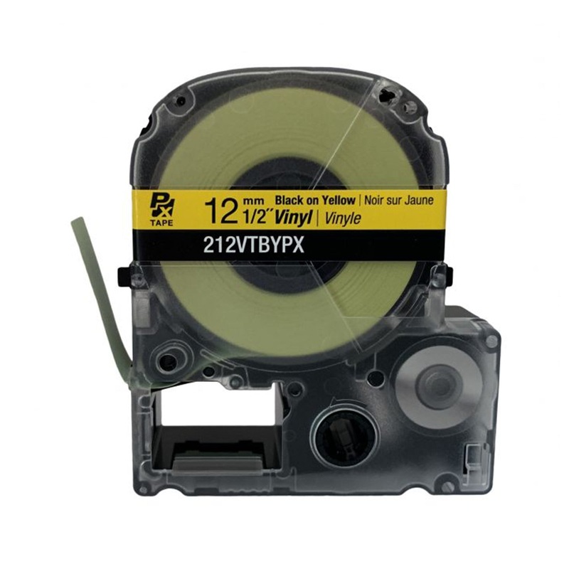 212VTBYPX – Epson Vinyl Tape – 12MM – 1.2 X 22.9′ – Black on Yellow