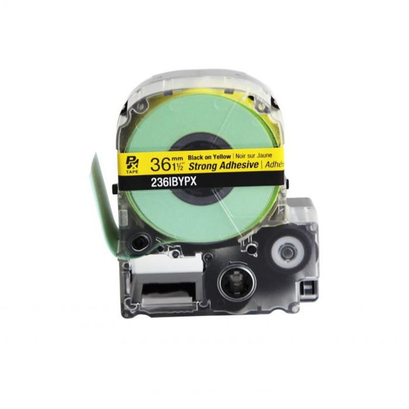 236IBYPX – Epson Industrial PET Tape – Strong Adhesive – 36MM – 1 1/2 X 30′ – Black on Yellow