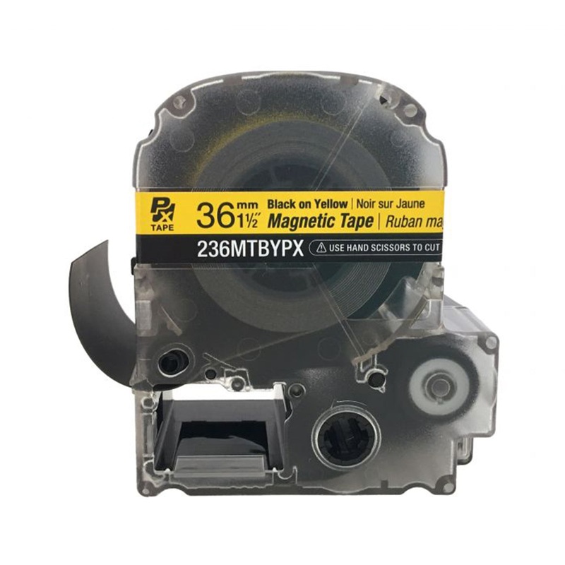 236MTBYPX-4.9 – Epson Magnetic Tape – 36MM – 1 1/2 X 4.92′ – Black on Yellow
