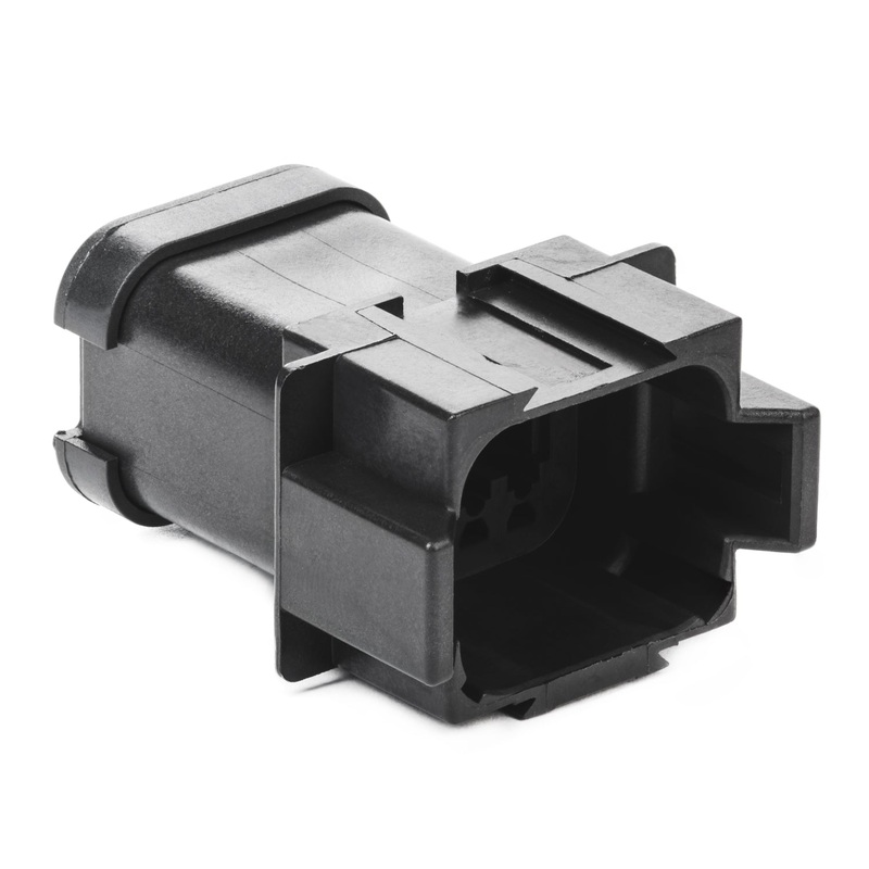 DT04-08PA-CE03 – DT Series – 8 Pin Receptacle – A Key, Reduced Dia. Seals, End Cap, Black