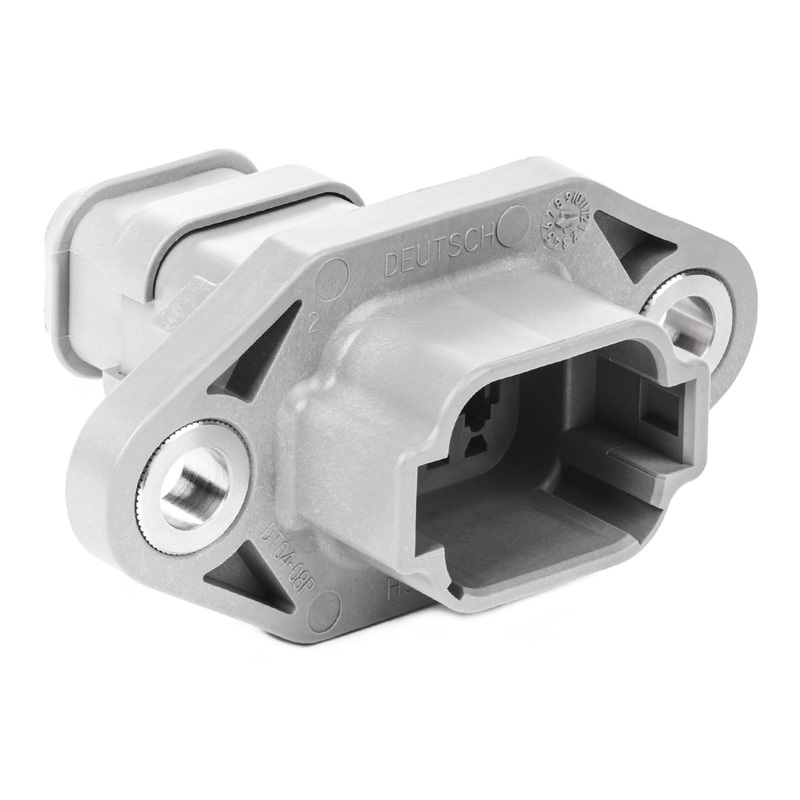 DT04-08PA-LE03 – DT Series – 8 Pin Receptacle – A Key, Sealed Flange, Shrink Boot Adapter, Gray