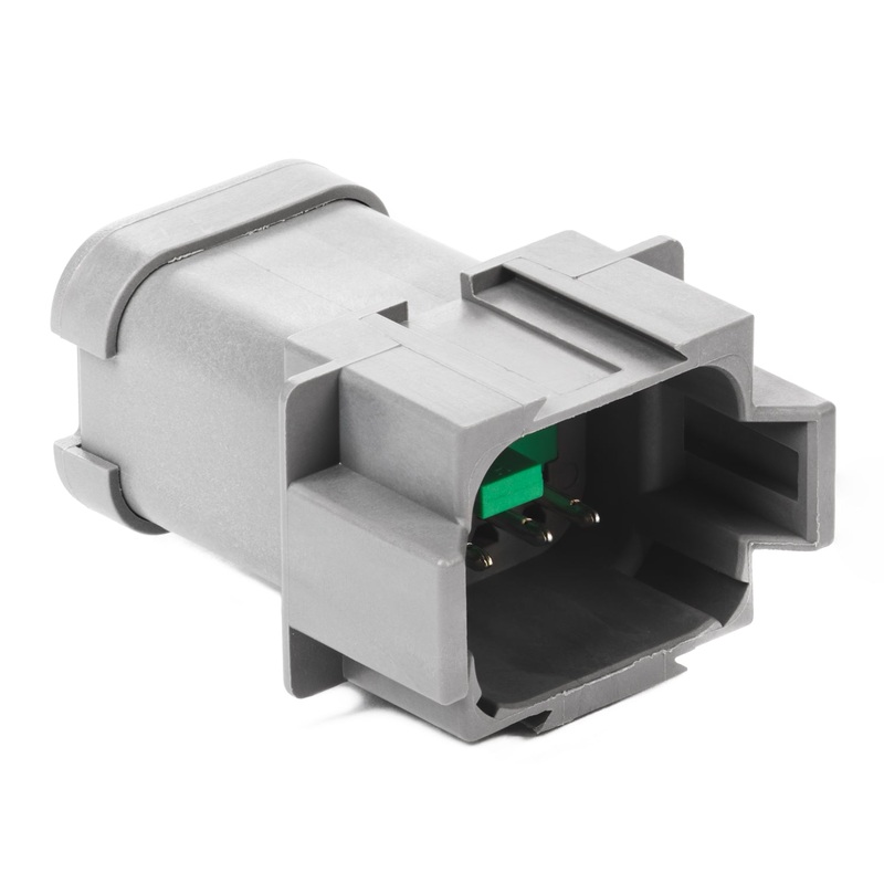 DT04-08PA-P026 – DT – 8 Pin Receptacle – A Key, (2) 4 pin buss, In-Line, Gray