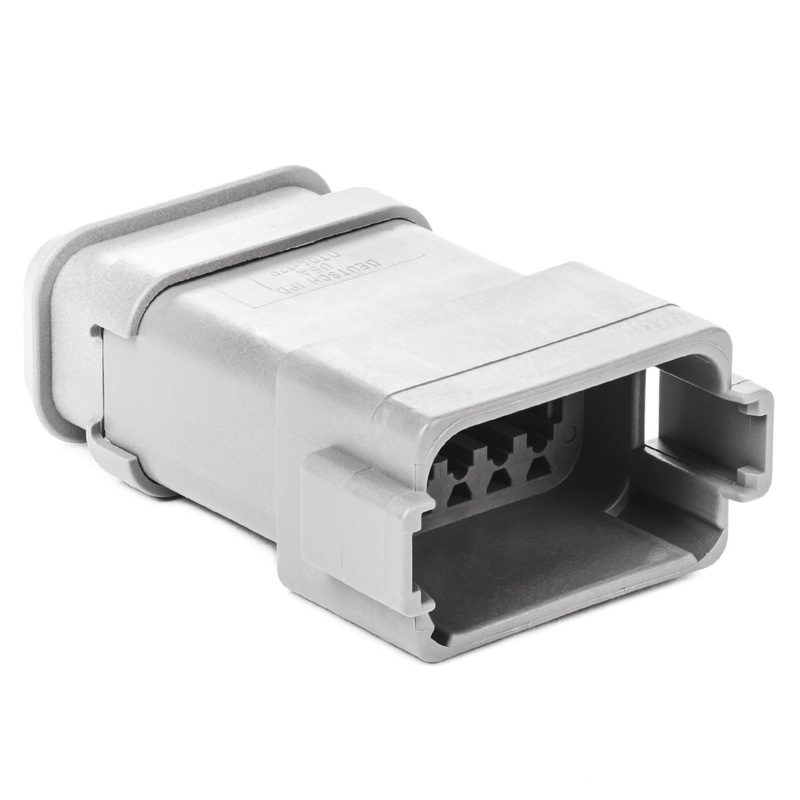 DT04-12PA-E008 – DT Series – 12 Pin Receptacle – A Key, Shrink Boot Adapter, Gray