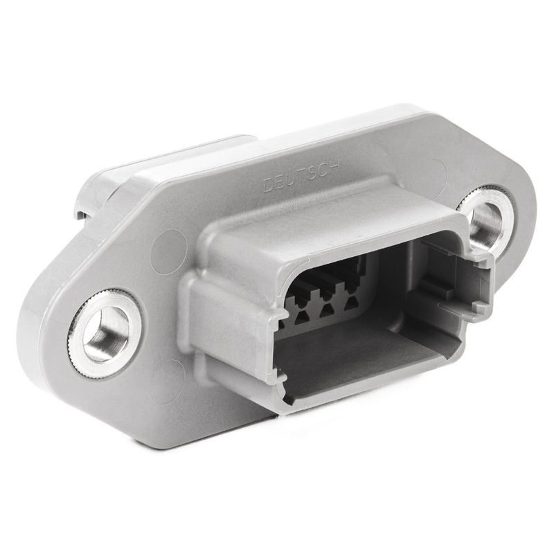 DT04-12PA-LE03 – DT Series – 12 Pin Receptacle – A Key, Sealed Flange, End Cap, Gray