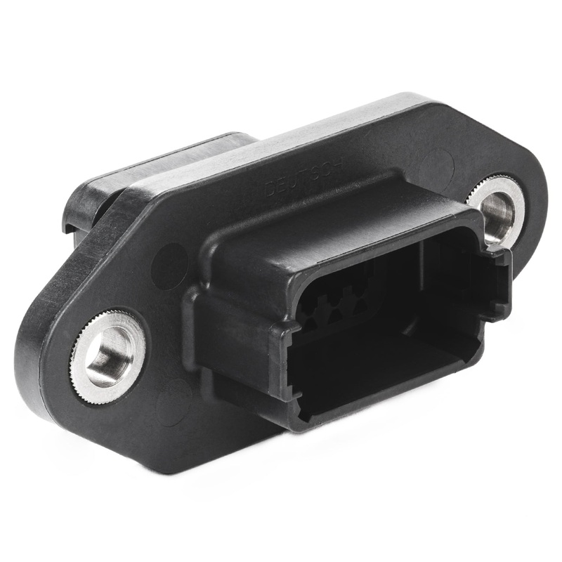 DT04-12PA-LE09 – DT Series – 12 Pin Receptacle – A Key, Sealed Flange, End Cap, Black