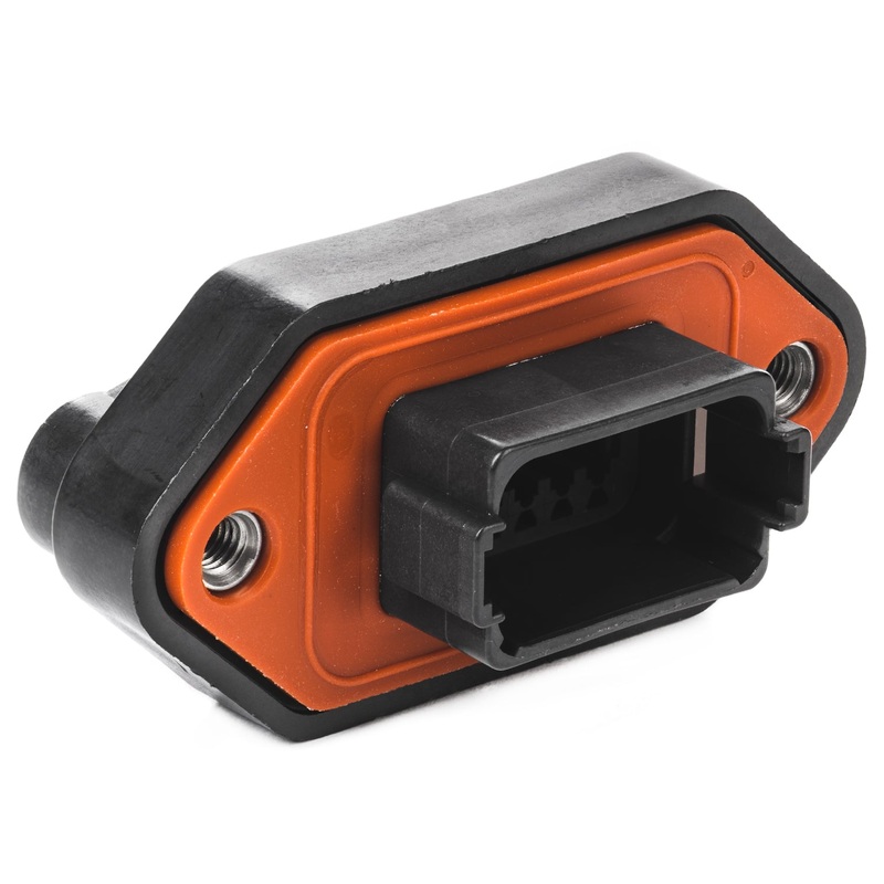 DT04-12PA-LE10 – DT Series – 12 Pin Receptacle – A Key, Sealed Flange Gasket, End Cap, Black