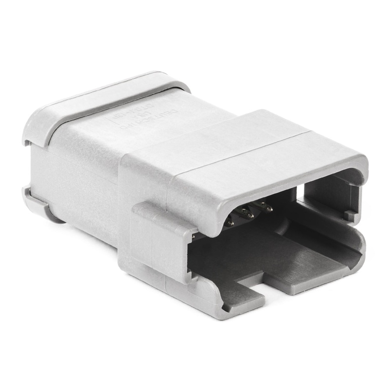 DT04-12PA-P016 – DT Series – 12 Pin Receptacle – A Key, 12 Pinn Buss, Gold Pin, Gray