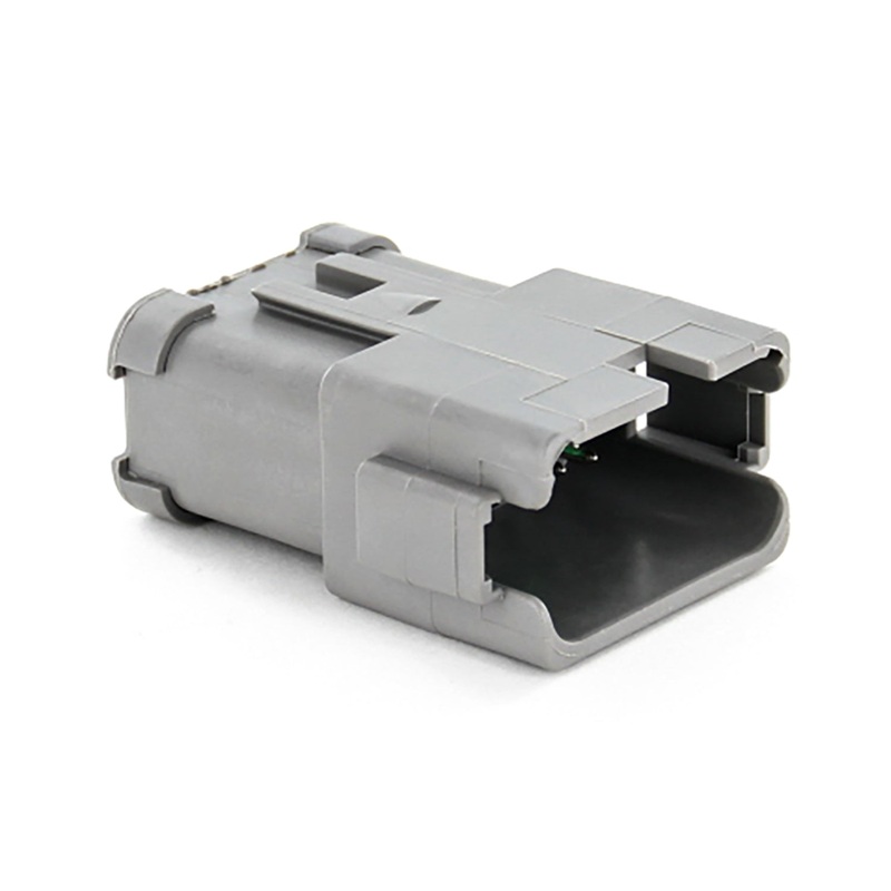 DT04-12PA-P075 – DT Series – 12 Pin Receptacle – A Key, (3) 4 Pin Busses, Nickel Pins, Gray