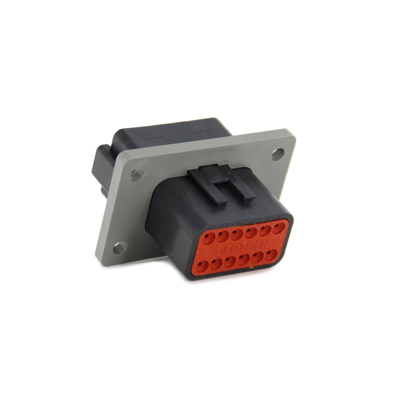 DT04-12PB-L012 – DT Series – 12 Pin Receptacle – B Key, Welded Flange, Black